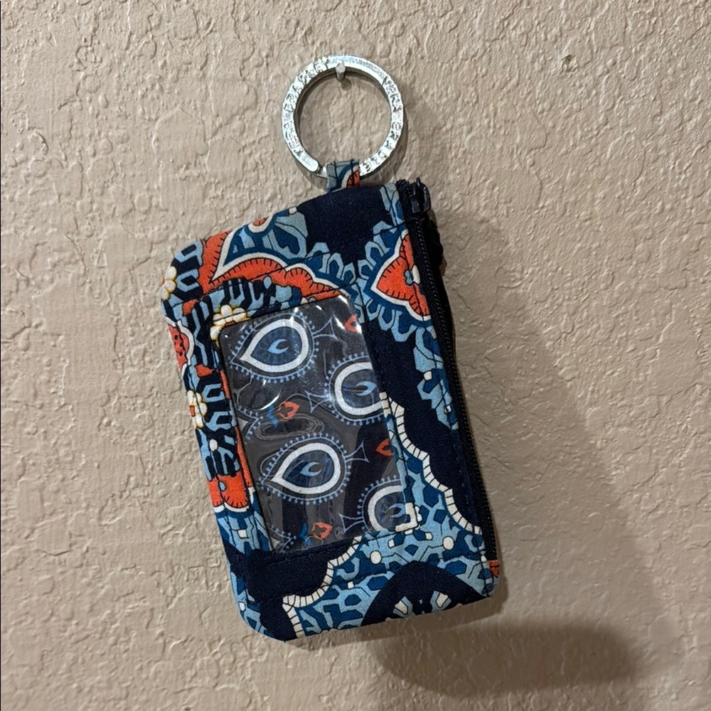 Vera Bradley Navy Blue & Orange Patterned Keyring Card Wallet
